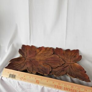 Vintage Syroco Wood Carved Leaf Tray 14" x 9" Very Cool Grape Leaves? USA Made